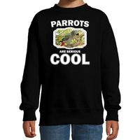Sweater parrots are serious cool zwart kinderen - papegaaien/ grijze roodstaart papegaai trui - thumbnail