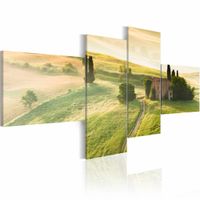 Schilderij - Schilderij Toscane, Groen, 4luik , wanddecoratie , premium print op canvas