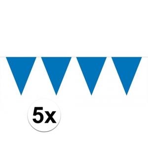 Party Vlaggenlijn puntvlaggetjes - 5x - kunststof - blauw - 10 meter - Slinger - versiering