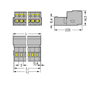 WAGO 231-609 Male header (standaard) 300 Totaal aantal polen: 9 Rastermaat: 5 mm Inhoud: 50 stuk(s)