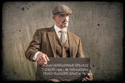 3-delig Tweed Pak Bruin Visgraat Speckel | Peaky Blinders