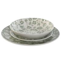 Serviesset Home ESPRIT Wit Groen Porselein Gebloemd 27 x 27 x 2 cm 18 Onderdelen