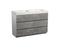 Storke Edge staand badmeubel 130 x 52 cm beton donkergrijs met Mata High dubbele wastafel in mat witte solid surface