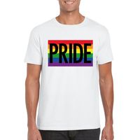 Gay Pride regenboog shirt Pride wit heren 2XL  - - thumbnail
