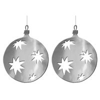 3x stuks kerstballen hangdecoratie zilver 40 cm van karton