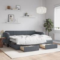 Slaapbank onderschuifbed en lades 80x200 cm fluweel donkergrijs