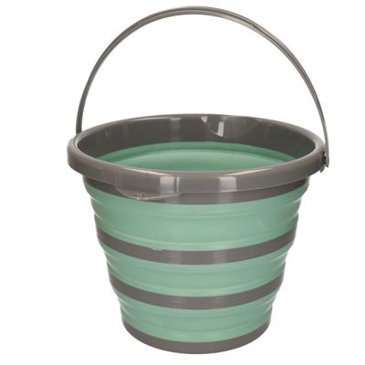 Opvouwbare emmer groen/grijs - 10 liter - Camping emmer - kunststof