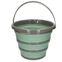Opvouwbare emmer groen/grijs - 10 liter - Camping emmer - kunststof