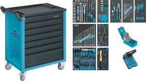 HAZET Gereedschapwagen - Assistent 177 - assortiment 177-7/217 - 217-delig - Laden, ondiep: 6× 79 x 527 x 348 mm - Laden, diep: 1× 164 x 527 x 348 mm