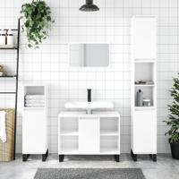 Badkamerkast 80x33x60 cm bewerkt hout hoogglans wit