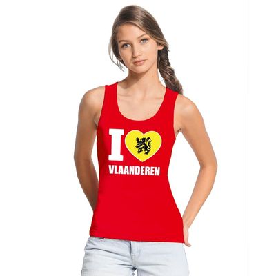 Rood I love Vlaanderen tanktop dames