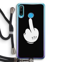 Middle finger black: Huawei P30 Lite Transparant Hoesje met koord Middle finger black: Huawei P30 Lite Transparant Hoesje met koord
