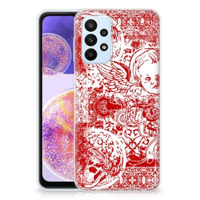 Silicone Back Case Samsung Galaxy A23 Angel Skull Rood