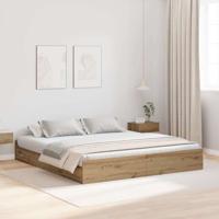 Opbergbedframe met lade artisanaal eikenkleurig 200 x 200 cm