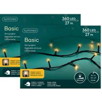 Kerstverlichting - 2x st - 360 leds - klassiek warm wit -2700 cm - zwart snoer -timer en dimmer - thumbnail