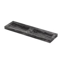 INK Pitch Wastafel keramische slab bak dubbel met drain en front en side skirts zonder kraangaten 160x45x9 Venice brown glossy