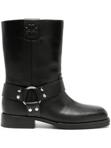 Tory Burch bottines en cuir à logo Double T - Noir