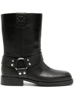 Tory Burch bottines en cuir à logo Double T - Noir - thumbnail