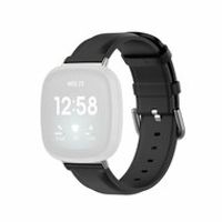 Fitbit Versa 3/4 & Sense 1/2 leren bandje - Zwart