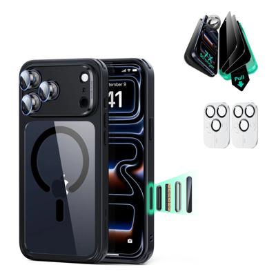 iPhone 17 Pro Bundle Classic Hybrid Magnetic Case (Camera Control) and Armorite Privacy Screen Protector - Clear Black