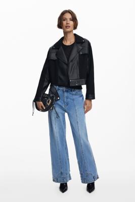 Gecombineerd jack met leerlook - BLACK - L