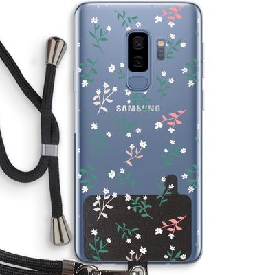 Small white flowers: Samsung Galaxy S9 Plus Transparant Hoesje met koord