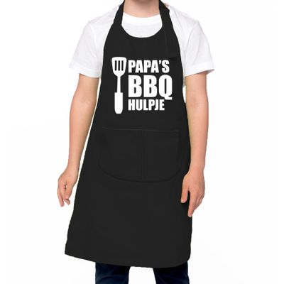 Papa s BBQ hulpje Barbecue schort kinderen/ bbq keukenschort kind zwart voor jongens en meisjes