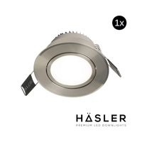Hasler Inbouwspot Häsler Tordera Incl. Fase Aansnijding Dimbaar 8 cm 4 Watt Helder Wit RVS Set 10x - Set 1 Spot