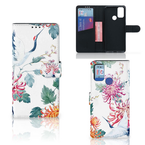 Alcatel 1S (2021) Telefoonhoesje met Pasjes Bird Flowers