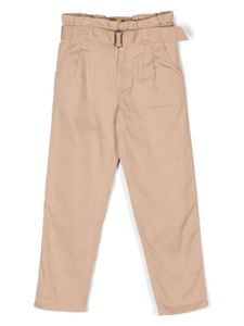 POLO RALPH LAUREN KIDS pantalon droit en coton à taille froncée - Marron