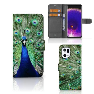 OPPO Find X5 Pro | Telefoonhoesje | Met pasjeshouder | Pauw