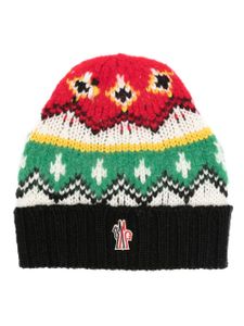 Moncler Grenoble bonnet en intarsia à patch logo - Rouge