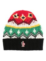 Moncler Grenoble logo-patch intarsia-knit beanie - Rouge