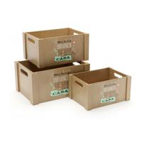 Set decoratieve dozen Versa Hout (3 Onderdelen)