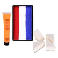 Nederlandse vlag en oranje schmink met sponsjes - koningsdag accessoires - Holland - sport supporter