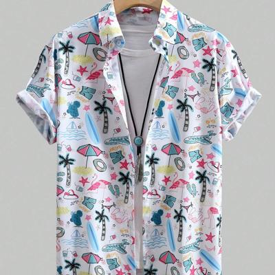 Men's Tropical Floral Print Short Sleeve Casual Button Front Shirt Multicolor / S