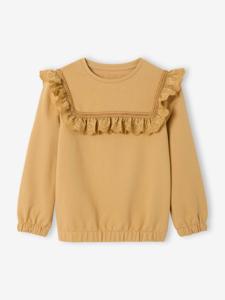 Sweater voor meisjes met borduurwerk zandbeige