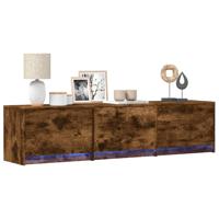 Tv-meubel met LED 165x34x40 cm bewerkt hout gerookt eikenkleur