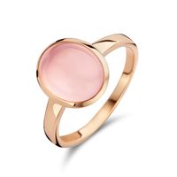 Ring Ovale Steen rosegoud-kwarts 11 x 9,5 mm rosekleurig-roze