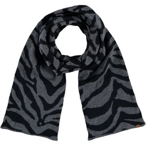 Luxe gebreide kindersjaal met zebra print antraciet   -