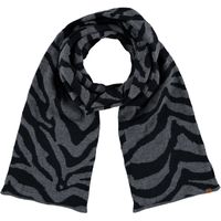 Luxe gebreide kindersjaal met zebra print antraciet   - - thumbnail