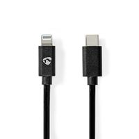 Lightning Kabel | USB 2.0 | Apple Lightning 8-Pins | USB-C Male | 480 Mbps | Vernikkeld | 2.00 m | Rond | PVC | Zwart | Envelop