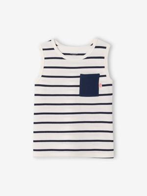 Gestreepte tanktop jongens ecru