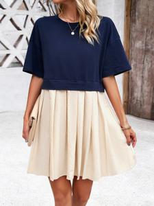 Crew Neck Casual Dress With No