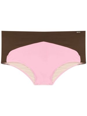 Amir Slama slip de bain à empiècements contrastants - Marron