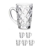 Vivalto luxe Espresso koffieglazen - Set van 6x stuks - 110 ml - met oor - Type Diamant