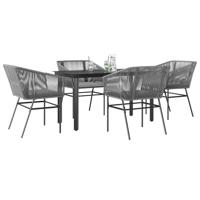 5-delige Tuinset met kussens poly rattan glas grijs