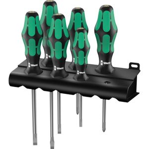 Wera Schroevendraaierset 334/335/6 Kraftform Plus, Lasertip met rek schroevendraaier 6-delig