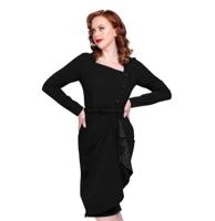 Collectif Anika Pencil Dress Black / Polka-M