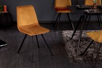 Retro stoel AMSTERDAM STOEL mosterdgeel fluweel design klassieker - 41318